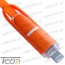 Цена от 76.50 грн. на Шнур 2 в 1, штекер USB А - штекер miсro USB + штекер iPhone 6, плоский, оранжевый, 1м, в блистере, Tcom
