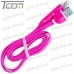 Купить Шнур 2 в 1, штекер USB А - штекер miсro USB + штекер iPhone 6, плоский, розовый, 1м, в блистере, Tcom по выгодной цене