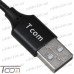 Фото, характеристики, описание Шнур 3 в 1, штекер USB А - штекер miсro USB + штекер iPhone + штекер USB type C, сетка, 1.2м, чёрный, Tcom