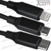 Цена от 76.50 грн. на Шнур 3 в 1, штекер USB А - штекер miсro USB + штекер iPhone + штекер USB type C, сетка, 1.2м, чёрный, Tcom