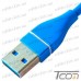 Цена от 117.00 грн. на Шнур 3 в 1, штекер USB А - штекер miсro USB + штекер iPhone + штекер USB type C, сетка, 1м, синий, Tcom