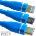 Шнур 3 в 1, штекер USB А - штекер miсro USB + штекер iPhone + штекер USB type C, сетка, 1м, синий, Tcom рис 4