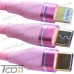 Шнур 3 в 1, штекер USB А - штекер miсro USB + штекер iPhone + штекер USB type C, сетка, 1м, розовый, Tcom рис 4