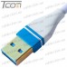 Фото, характеристики, описание Шнур 3 в 1, штекер USB А - штекер miсro USB + штекер iPhone + штекер USB type C, gold, сетка, 1м, белый, Tcom
