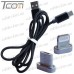 Шнур 3 в 1, штекер USB А - штекер miсro USB + штекер iPhone + штекер USB type C, сменные разъёмы на магните, чёрный, 1м, Tcom рис 5