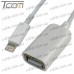 Фото, характеристики, описание Шнур OTG (гнездо USB A - штекер iPhone 6), белый, 0,2метра, Tcom