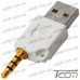 Купить Переходник IPOD, штекер 3,5мм 4С - штекер USB, белый, Tcom по выгодной цене
