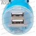 Цена от 19.75 грн. на Автомобильная зарядка, 2-а гнезда USB 1A + 2.1А, голубая, Tcom