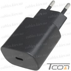 Сетевое зарядное устройство на 1 гнездо USB type C, 25W, чёрное