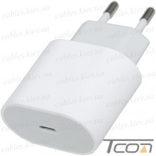 Сетевое зарядное устройство на 1 гнездо USB type C, 20W, белое