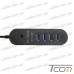 Купить USB HUB на 4 порта (v.3.0), 5Гбит/с, чёрный, Tcom по выгодной цене