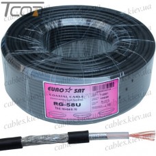 Кабель RG-58C/U (19x0,18Cu/64x0,12TCu), диам.-5мм, чёрный, 100м