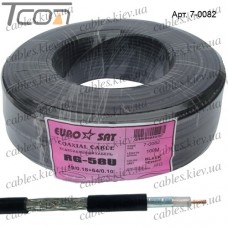 Кабель RG-58C/U (19x0,18Cu/64x0,12TCCA), диам.-5мм, чёрный, 100м