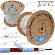 Кабель коаксиальный RG-6 (CCF690BV ССА) одножильный, медный, (96%), белый, 305м, EUROSAT