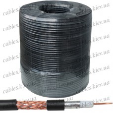 Кабель коаксиальный RG-6 одножильный, лужёная сталь, (оплётка 64%),  диам.-6,8мм, чёрный, 250м, StarPlus