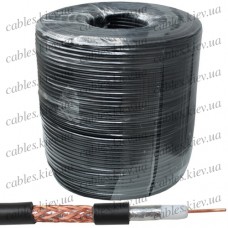 Кабель коаксиальный RG-6 одножильный, лужёная сталь, (оплётка 64%), диам.-6,8мм, чёрный, 300м, StarPlus