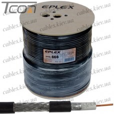 Кабель коаксиальный RG-6U (series 660) одножильный, лужёная сталь, (64%), чёрный, 305м, EPLEX