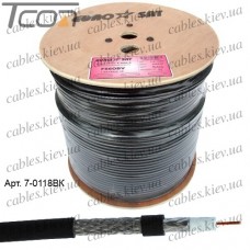 Кабель коаксиальный RG-6 (F660BV) одножильный, лужёная сталь, (64%), чёрный, 305м, EUROSAT
