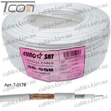 Кабель RG-59 (0,5Cu+3,1PE+Al+64x0,12CCA), диам.-4,8мм, белый, 100м