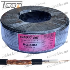 Кабель RG-59 (0,5Cu+3,1PE+Al+64x0,12CCA), диам.-4,8мм, чёрный, 100м