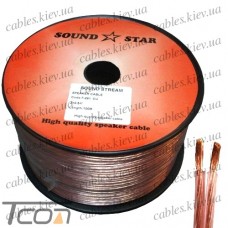 Кабель акустический, медный, 2х0,5мм.кв., прозрачно-розовый, 100м, Sound Star