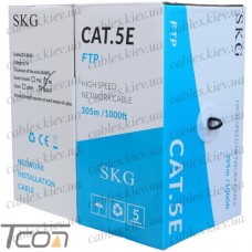 Кабель компьютерный витая пара FTP (PE) Сat.5e 4х2x(0.51CCA), наружный, чёрный, 305м, SKG