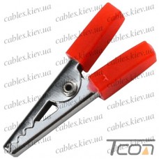 Зажим тестерный cредний под банан тип2, красный, Tcom
