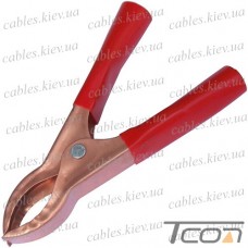 Зажим аккумуляторный 30А gold, длина-77мм, красный