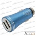 Купить Автомобильная зарядка 2-а гнезда USB, 1A+2.1А, металлический, синяя, в блистере, Tcom по выгодной цене