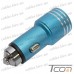 Фото, характеристики, описание Автомобильная зарядка 2-а гнезда USB, 1A+2.1А, металлический, в коробке, Tcom