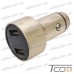 Купить Автомобильная зарядка 2-а гнезда USB, 1A+2.1А, с дисплеем, металлический, в коробке, Tcom по выгодной цене