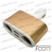Купить Автомобильная зарядка 2-а гнезда прикуривателя+ 2-а гнезда USB 2.1А, золотистая, Tcom по выгодной цене