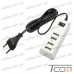 Купить Сетевая зарядка на 4 гнезда USВ, (AC 220V/ DC 5V 4.2A), c кабелем 1.5м, белая, Tcom по выгодной цене